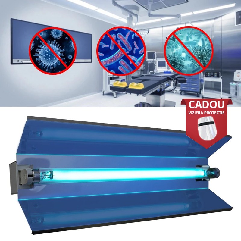 Lampa bactericida orientabila, tub uvc 15w, reflector, fixare perete, ip20