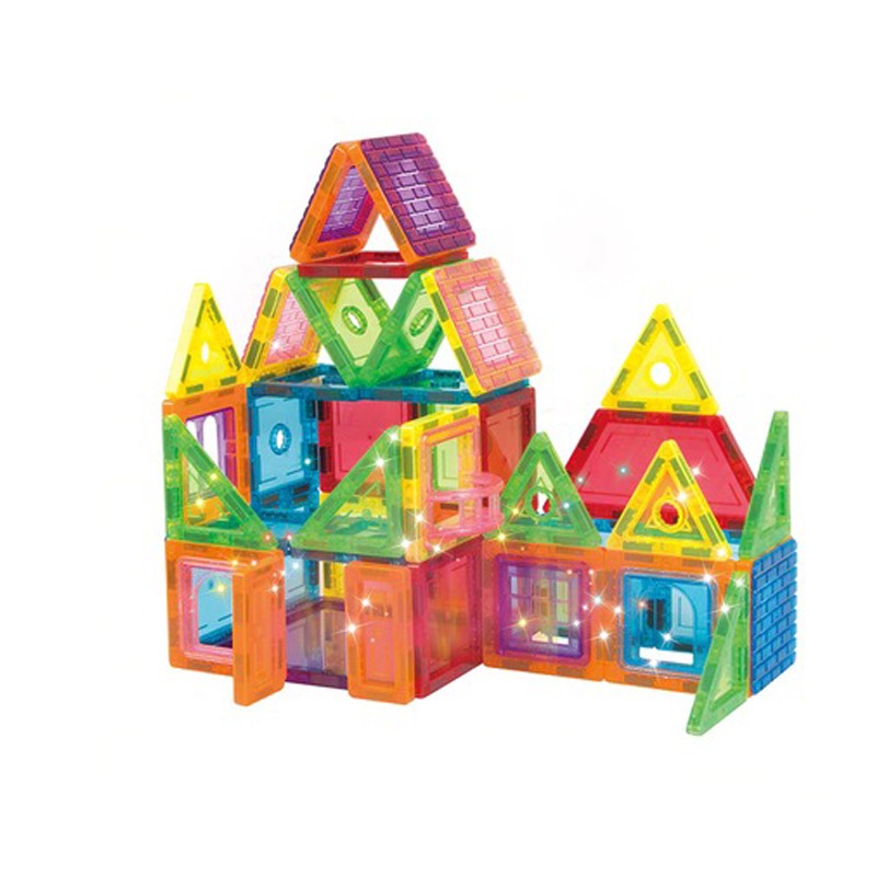 Set constructie magnetic 3d, diferite forme si culori, 130 piese