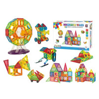 Set constructie magnetic 3d, diferite forme si culori, 130 piese