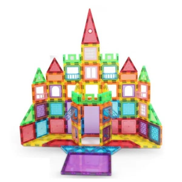 Set constructie magnetic 3d, diferite forme si culori, 130 piese