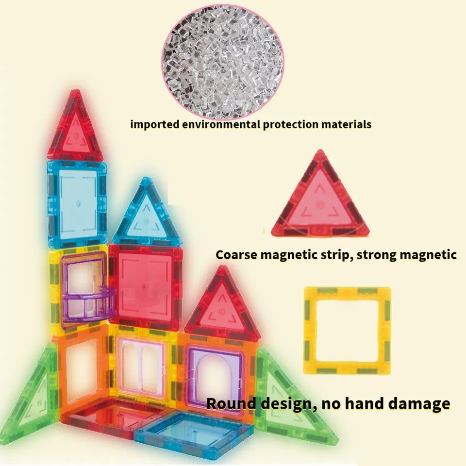 Set constructie magnetic 3d, diferite forme si culori, 130 piese