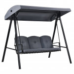 Balansoar gradina premium, 3 locuri, copertina impermeabila, 205x118x184 cm, gri