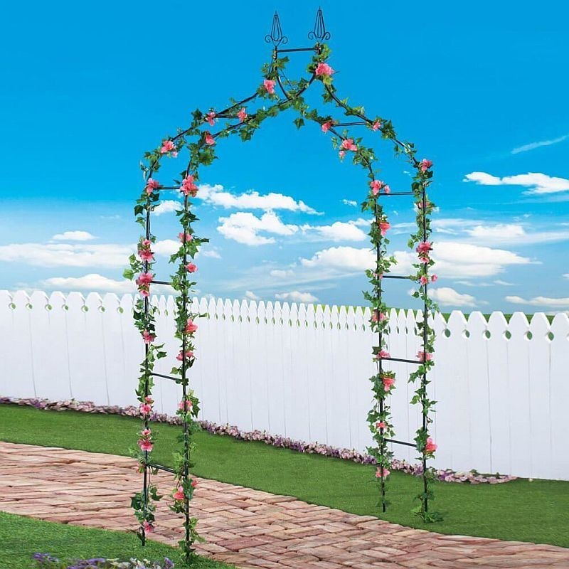Pergola decorativa de gradina, constructie metalica, stil gothic, 240x128x37 cm