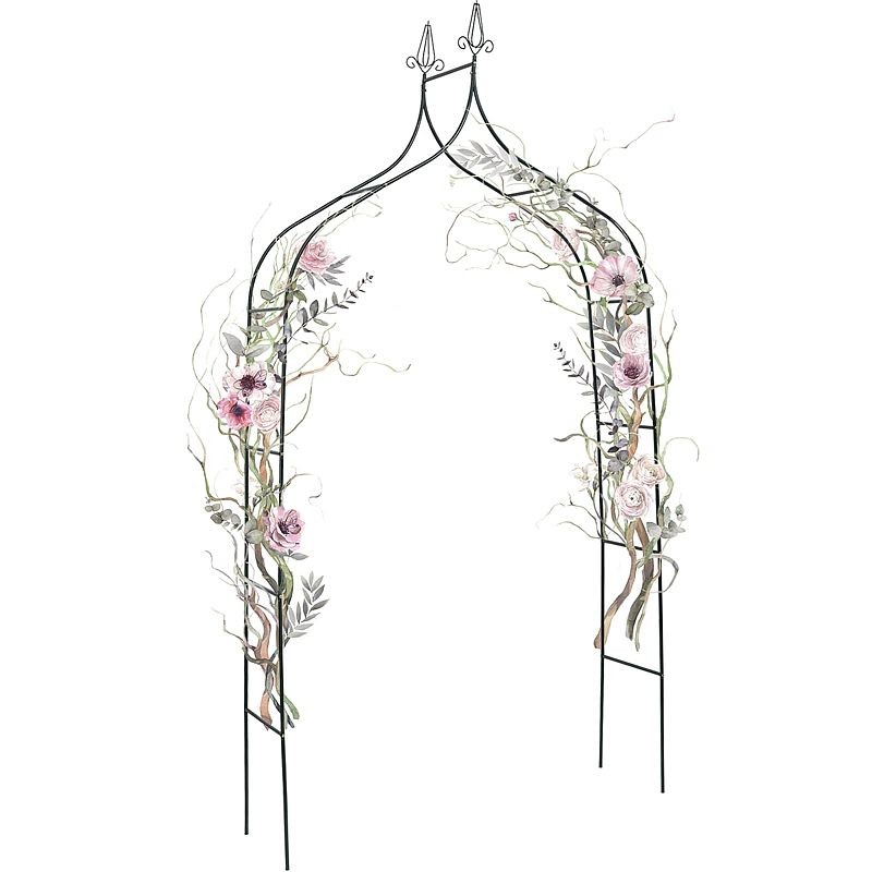 Pergola decorativa de gradina, constructie metalica, stil gothic, 240x128x37 cm