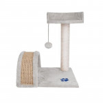 Ansamblu de joaca multifunctional pentru pisici, 2 nivele, funie sisal, inaltime 50 cm, gri