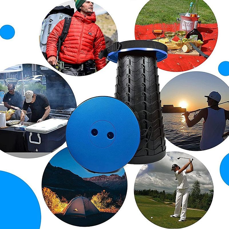 Scaun rotund pliabil, telescopic, maner pentru transport, pescuit si camping
