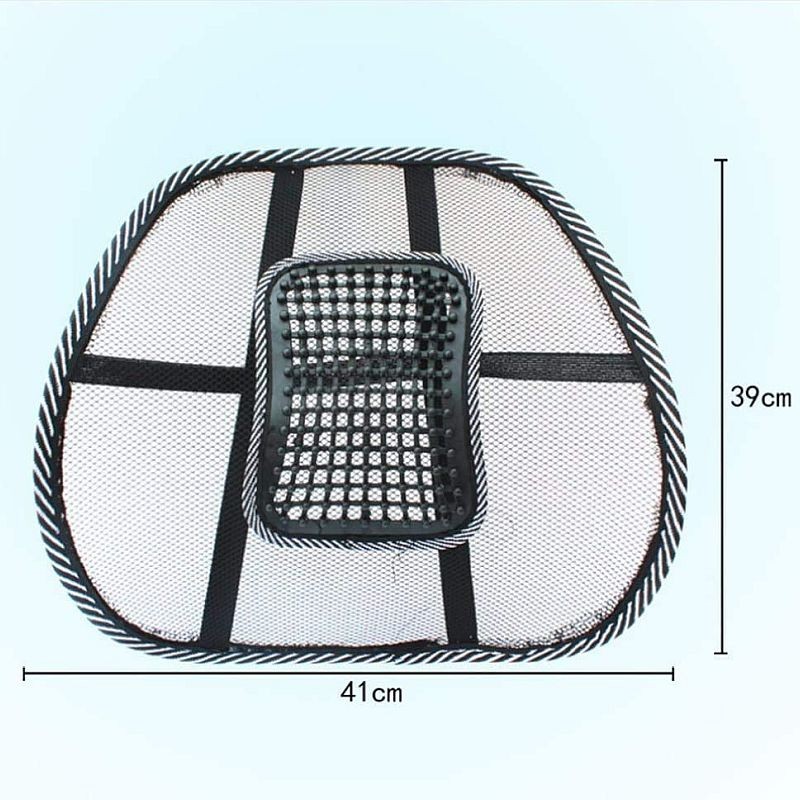 Suport lombar pentru scaun birou sau auto, plasa, bile lemn masaj, 39x41 cm