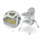 Scaun de masa pentru bebelusi, model 2 in 1, centuri siguranta, tavita, 92x77x62 cm, verde