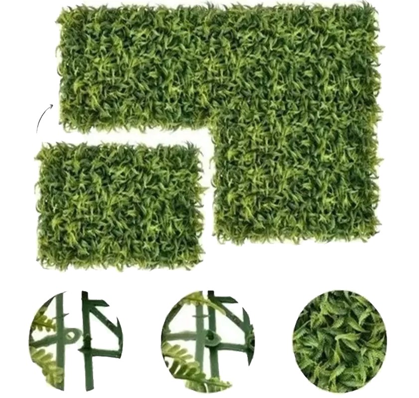 Gard artificial cu frunze verzi, panou 40x60 cm, decor sau mascare, suport grila pe