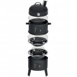 Gratar pe carbuni 3 in 1, capac cu termometru, 2 usi, 3 compartimente cu afumatoare/grill/gatire la abur, 40x40x80 cm