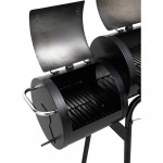 Gratar bbq pentru carbuni, 2 compartimente, grill si afumatoare, raft, horn, roti transport, termometru