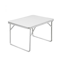 Masa pliabila pentru camping, 80x60x70 cm, blat laminat, cadru aluminiu, alb gri