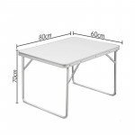 Masa pliabila pentru camping, 80x60x70 cm, blat laminat, cadru aluminiu, alb gri