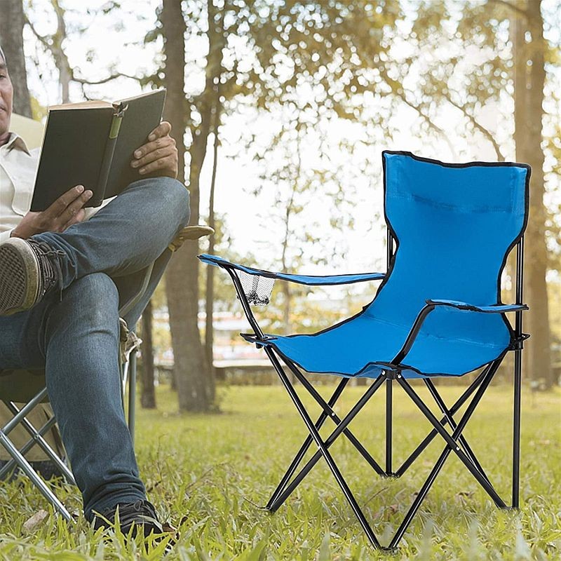 Scaun pliabil camping, manere, suport pahar, 50x82x80 cm