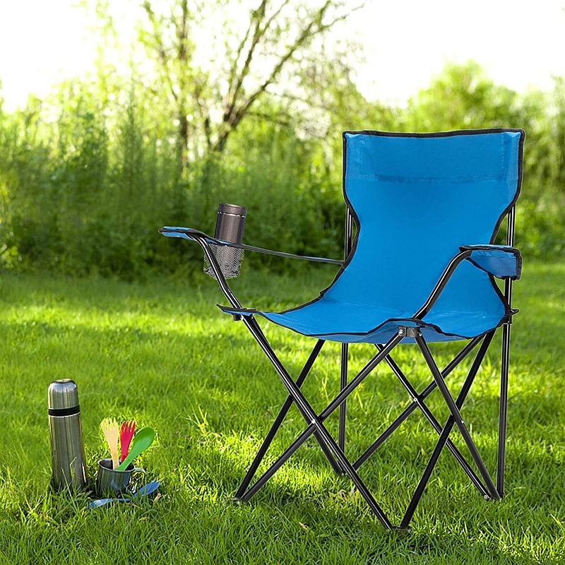 Scaun pliabil camping, manere, suport pahar, 50x82x80 cm