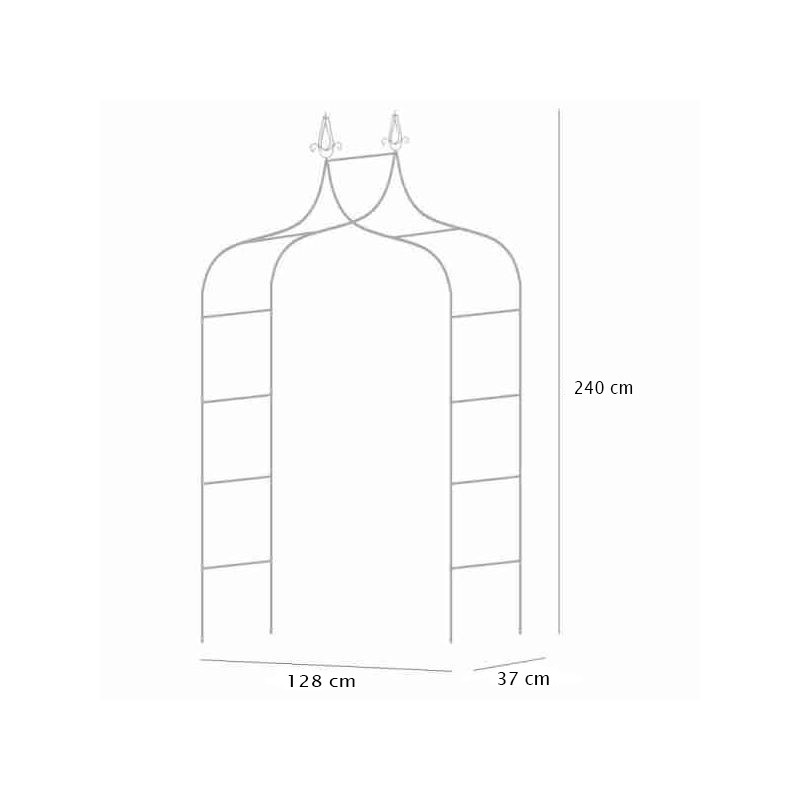 Pergola decorativa de gradina, constructie metalica, stil gothic, 240x128x37 cm