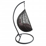 Fotoliu suspendat oval, perna si tetiera, structura otel, gri antracit/maro, 103x107x195 cm