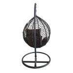 Fotoliu suspendat oval, perna si tetiera, structura otel, gri antracit/maro, 103x107x195 cm