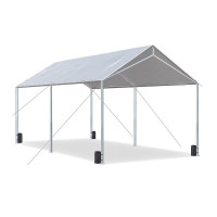 Carport pavilion auto, 3 x 6 x 2.5 m, cadru otel, copertina din polietilena, impermeabil, 180g/mp, gri