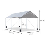Carport pavilion auto, 3 x 6 x 2.5 m, cadru otel, copertina din polietilena, impermeabil, 180g/mp, gri