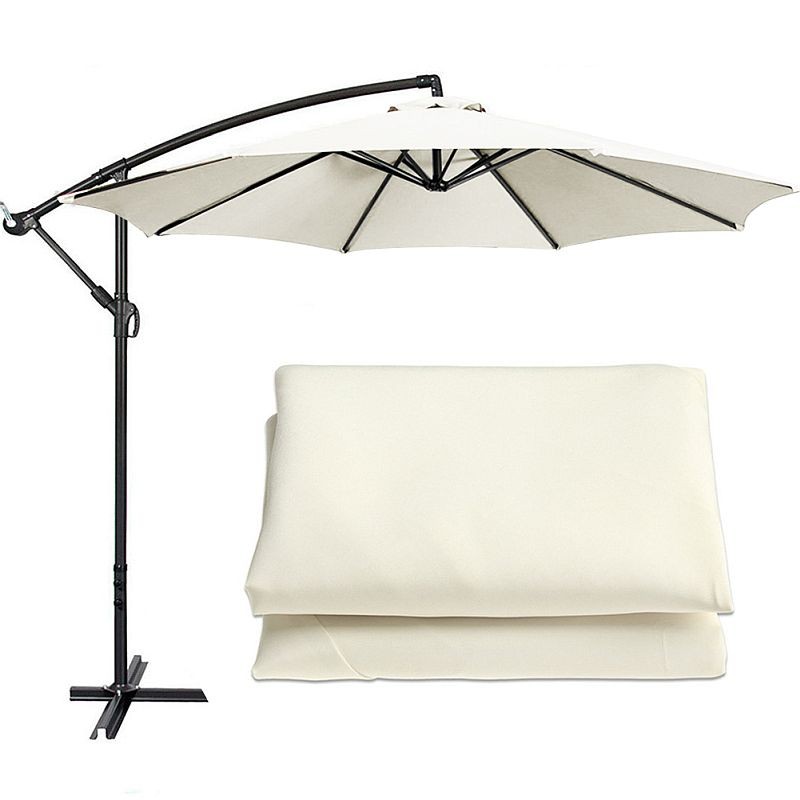 Umbrela de gradina reglabila, diametru 300 cm, suport tip picior, impermeabila, cadru otel, alba