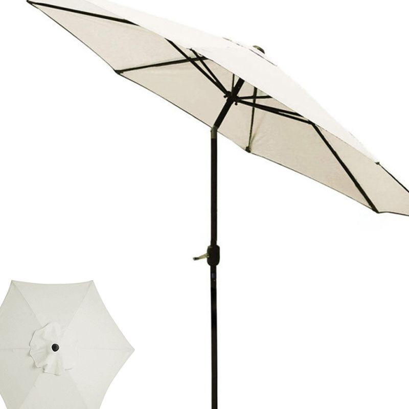 Umbrela de gradina reglabila, diametru 300 cm, suport tip picior, impermeabila, cadru otel, alba