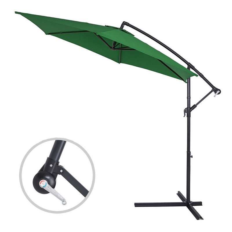 Umbrela de gradina, diametru 300 cm, manivela, reglabila, impermeabila, cadru otel, verde