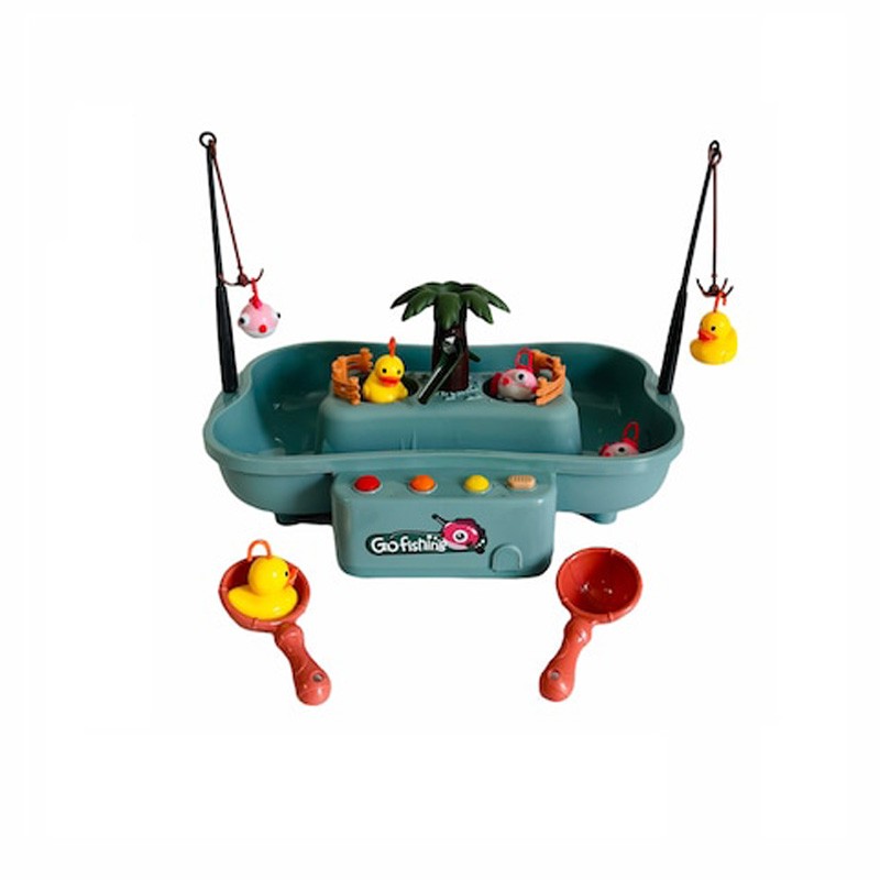 Set de pescuit rotativ buba go fishing, 6 melodii, 21 accesorii, gri