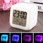 Ceas digital led, 8 melodii, 7 culori, alarma, temperatura, calendar, data
