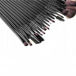 Set 24 pensule profesionale pentru make-up, par sintetic, husa piele ecologica, negru