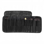Set 24 pensule profesionale pentru make-up, par sintetic, husa piele ecologica, negru