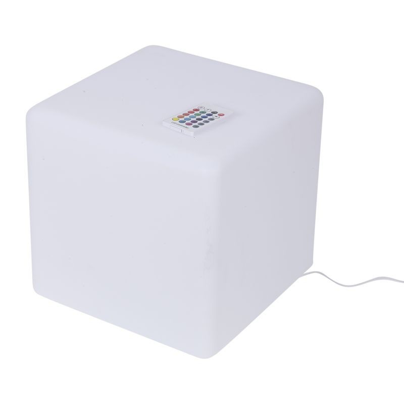 Taburet tip cub iluminat led, 40x40 cm, 16 culori, 4 moduri, control telecomanda