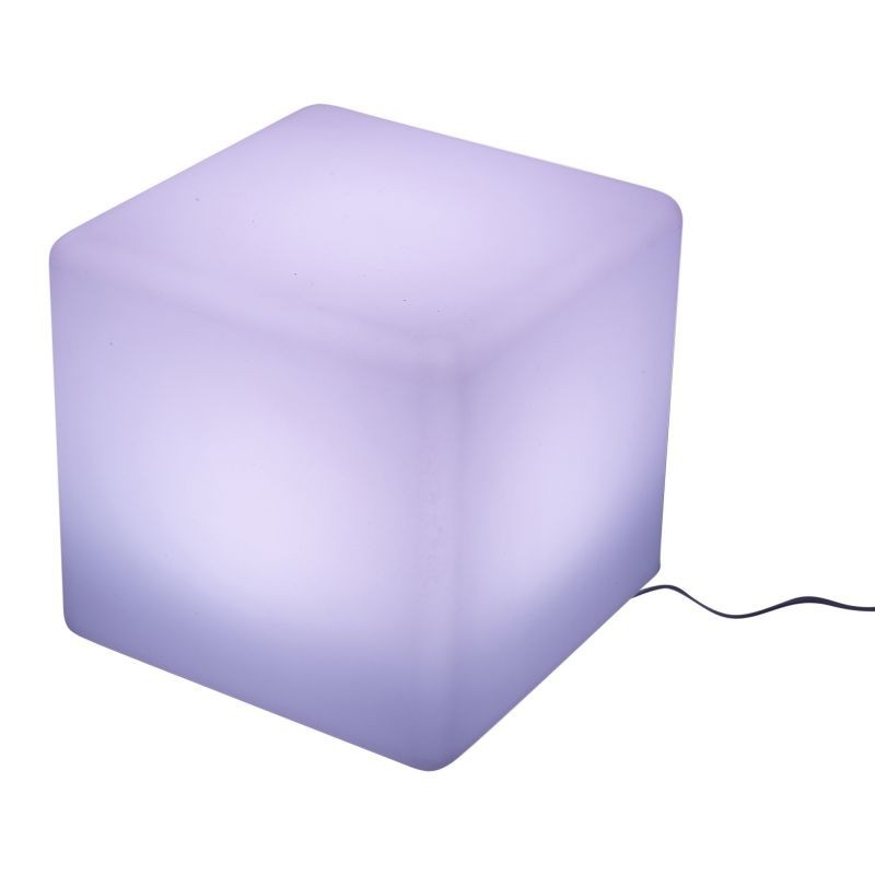 Taburet tip cub iluminat led, 40x40 cm, 16 culori, 4 moduri, control telecomanda
