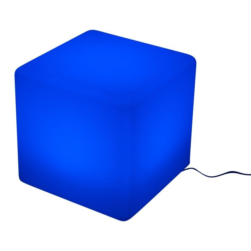 Taburet tip cub iluminat led, 40x40 cm, 16 culori, 4 moduri, control telecomanda