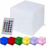 Taburet tip cub iluminat led, 40x40 cm, 16 culori, 4 moduri, control telecomanda