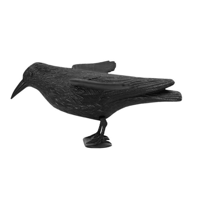 Sperietoare pasari, suport si carlig suspendare, figurina corb, 34x43x24 cm