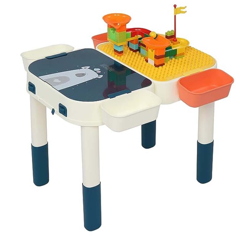 Masuta multifunctionala, doua suprafete, compatibila lego, activitati si cuburi constructii, pliabila, 57x59x45 cm