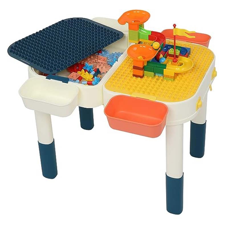 Masuta multifunctionala, doua suprafete, compatibila lego, activitati si cuburi constructii, pliabila, 57x59x45 cm