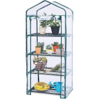 Mini solar de gradina cu 4 niveluri, usa rulou cu fermoar, folie pvc, 160x69x49 cm