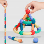 Set magnetic de constructie pentru copii, 136 piese multicolor, cutie depozitare, 2.9-8.6 cm