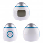 Ceas led desteptator, proiector stele, calendar, termometru, 10 melodii, alb