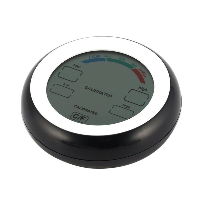 Termometru cu higrometru digital, display lcd, control touch, 9 cm, negru