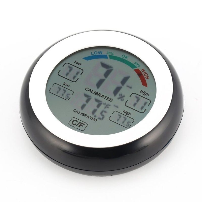 Termometru cu higrometru digital, display lcd, control touch, 9 cm, negru