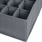 Organizator pliabil pentru sertar, 24 compartimente, 32.5 x 32.5 cm, textil, gri
