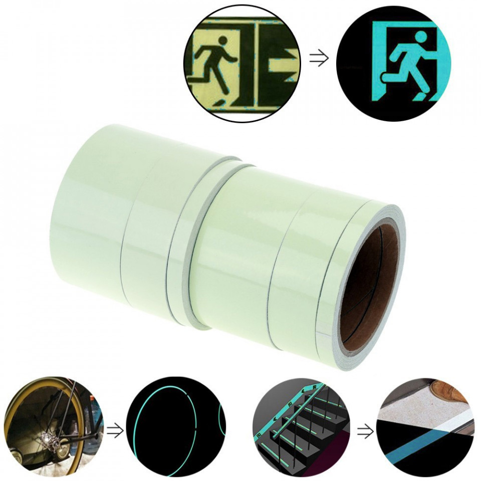 Banda fosforescenta luminoasa autoadeziva glow turquoise latime 4 cm