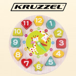 Ceas educativ pentru copii, puzzle lemn cifre limba engleza, +3 ani
