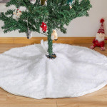 Covor pentru brad, diametru 120 cm, decor craciun, blanita alba