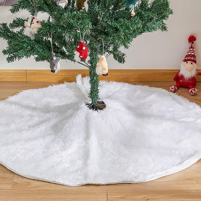Covor pentru brad, diametru 120 cm, decor craciun, blanita alba