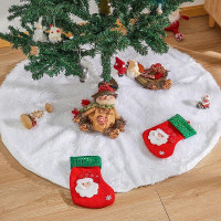 Covor pentru brad, diametru 120 cm, decor craciun, blanita alba