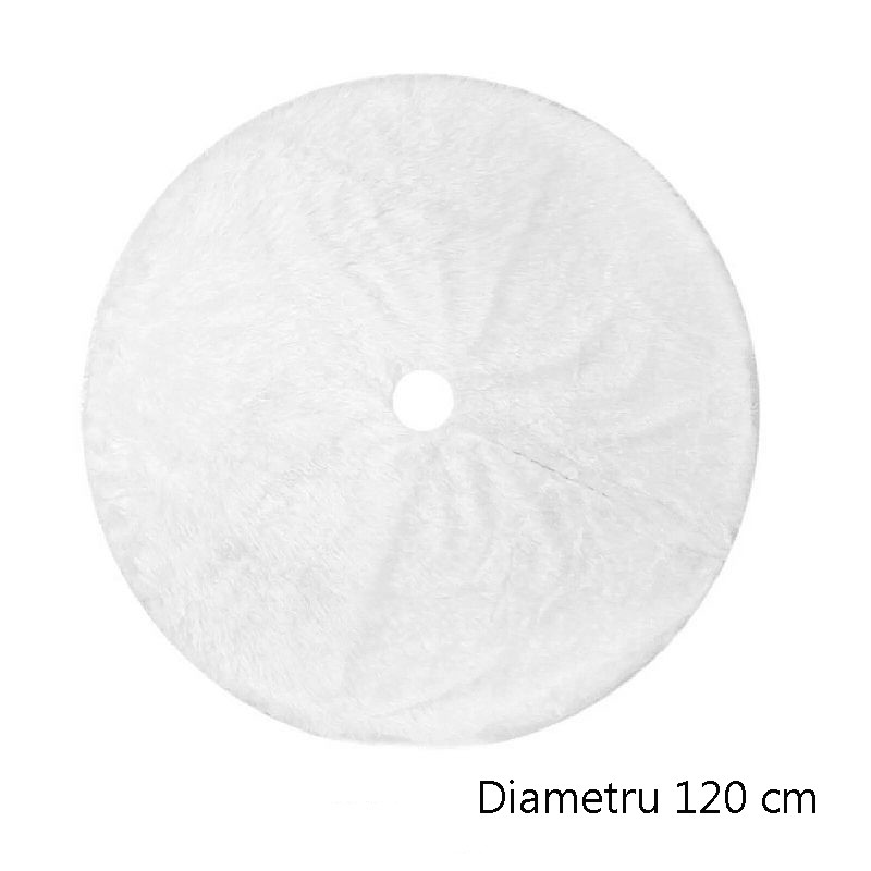 Covor pentru brad, diametru 120 cm, decor craciun, blanita alba
